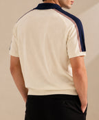 AVEROH Cream Knitted Contrast Polo