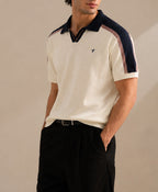 AVEROH Cream Knitted Contrast Polo