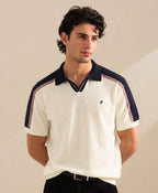 AVEROH Cream Knitted Contrast Polo