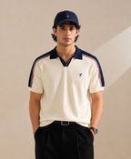 AVEROH Cream Knitted Contrast Polo