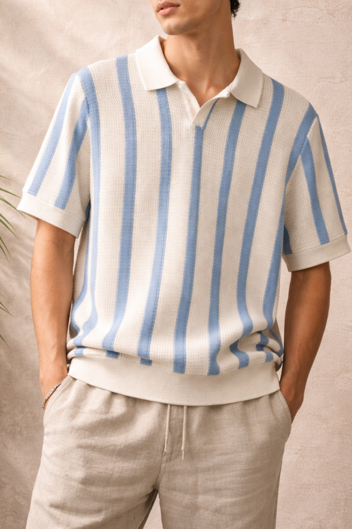 Cotton Vertical Mesh Knit Polo