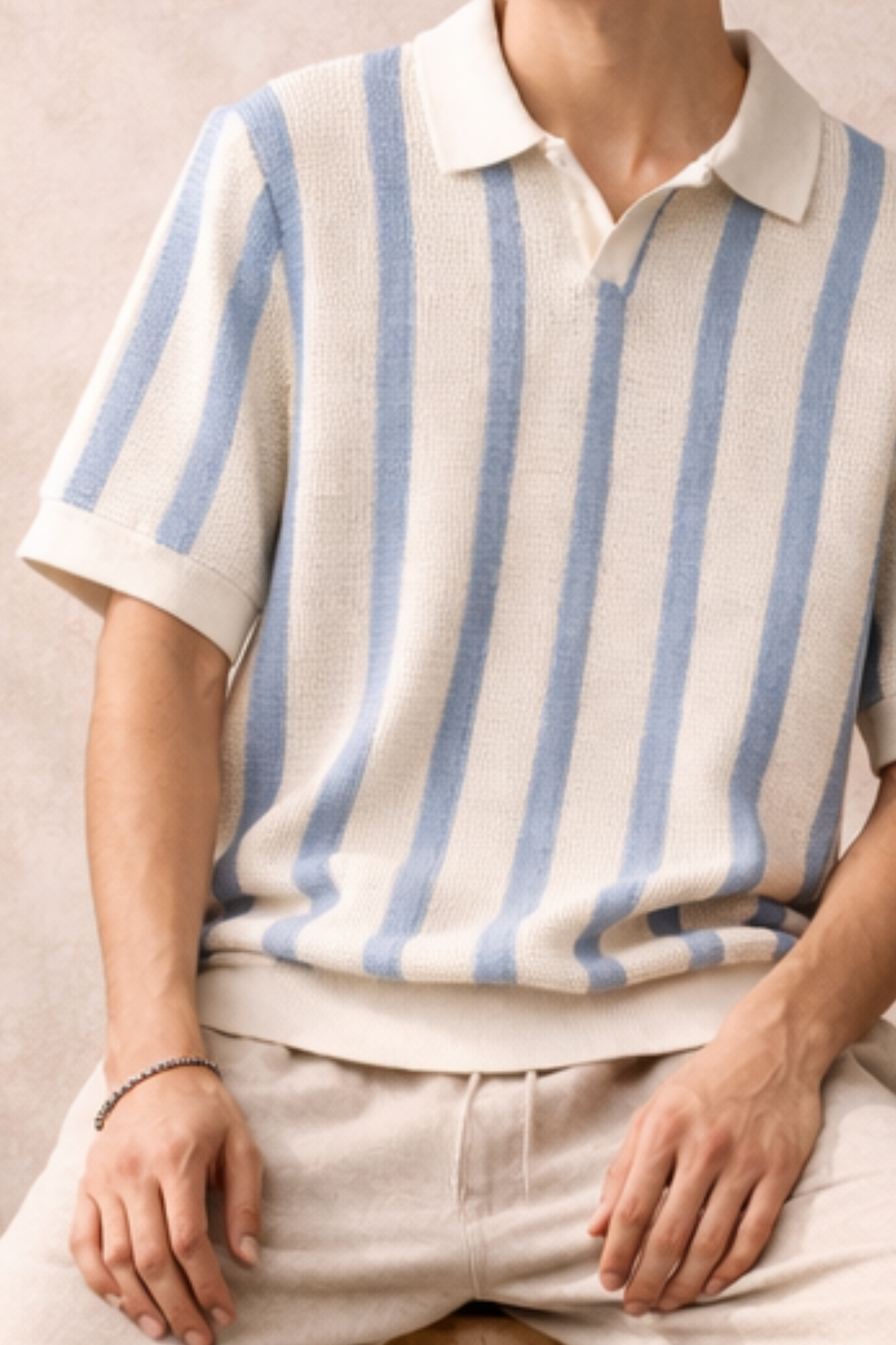 Cotton Vertical Mesh Knit Polo