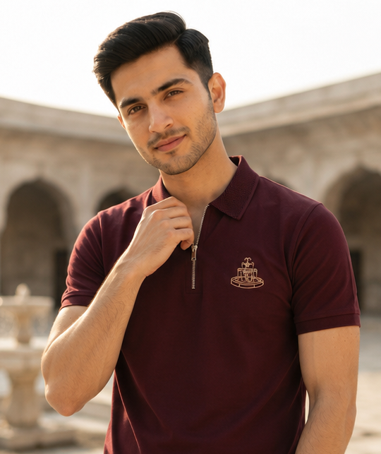 Heritage Fountain Polo Shirt – Burgundy Gold Edition