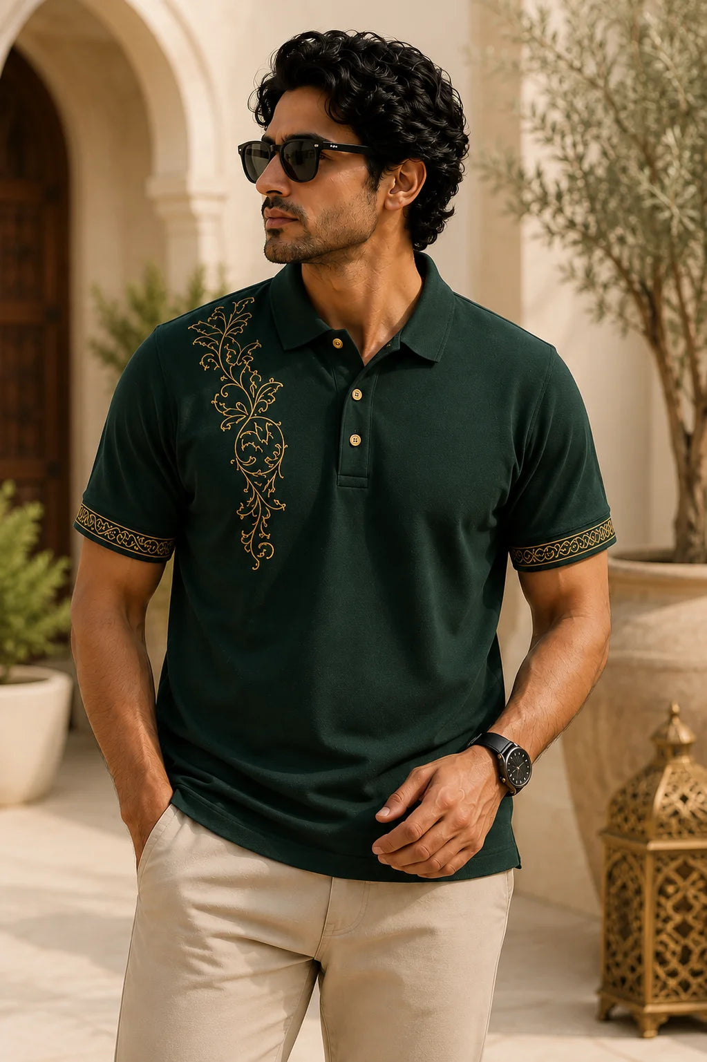 Royal Scroll Evergreen Polo Shirt