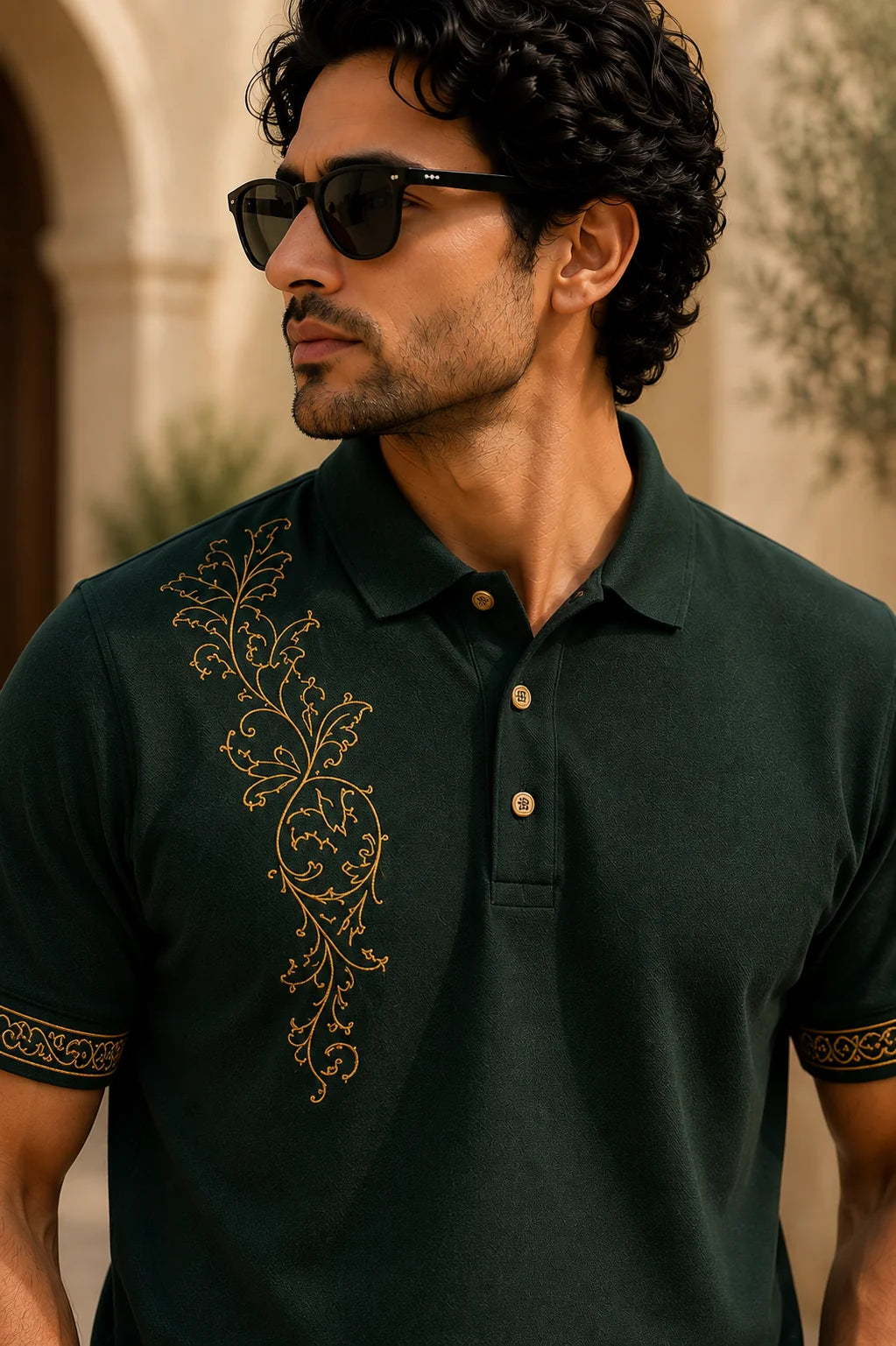 Royal Scroll Evergreen Polo Shirt