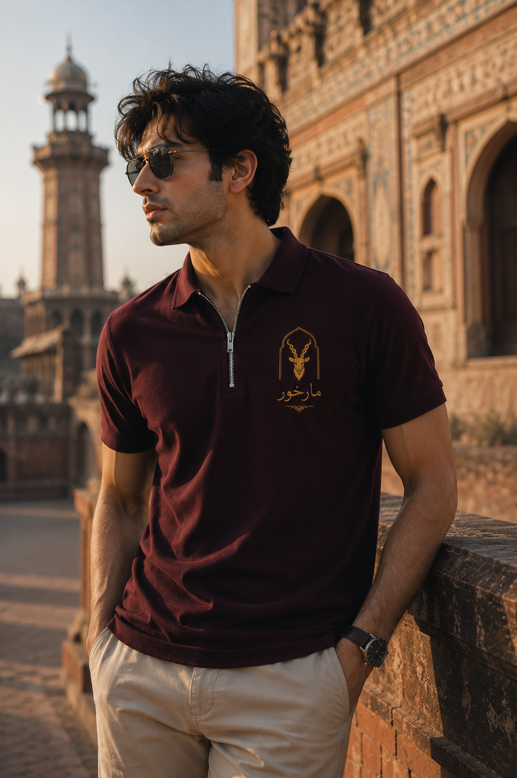 Markhor Heritage Polo Shirt – Burgundy Gold Edition