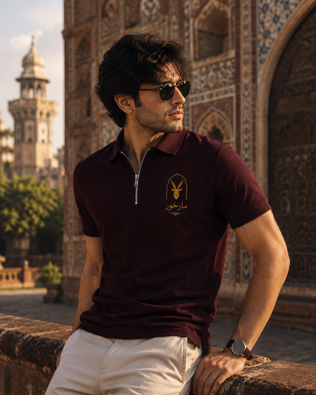 Markhor Heritage Polo Shirt – Burgundy Gold Edition