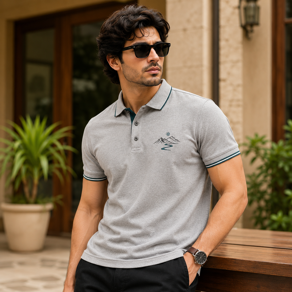 Classic Stone Grey Traditional Polo