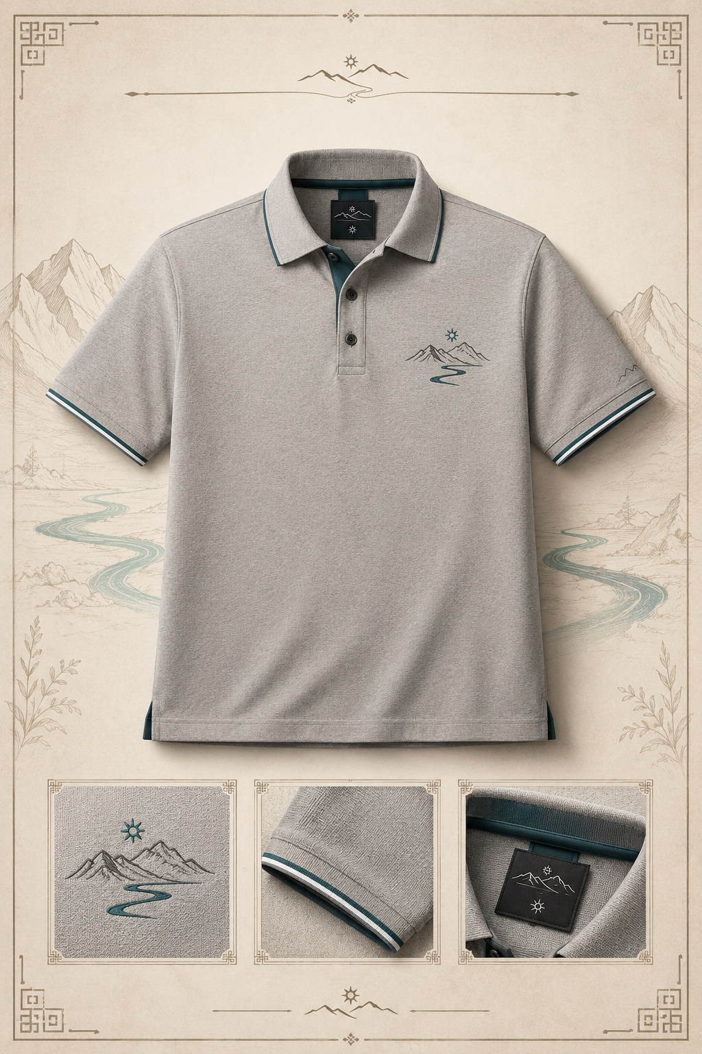 Classic Stone Grey Traditional Polo