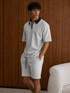 AVEROH Grey Contrast Zipper Polo