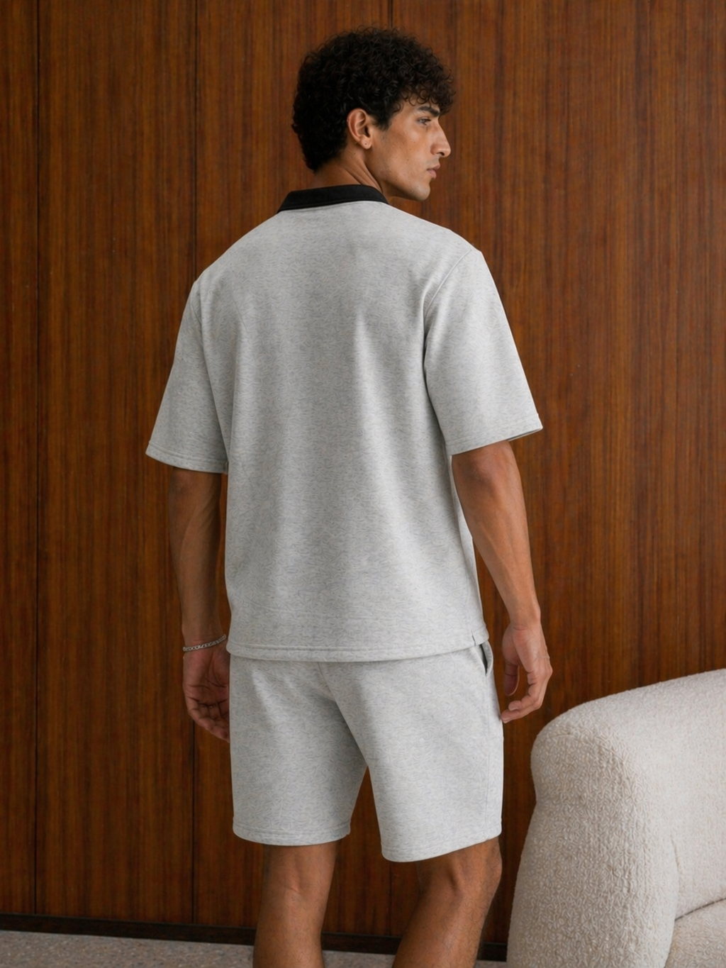 AVEROH Grey Contrast Zipper Polo