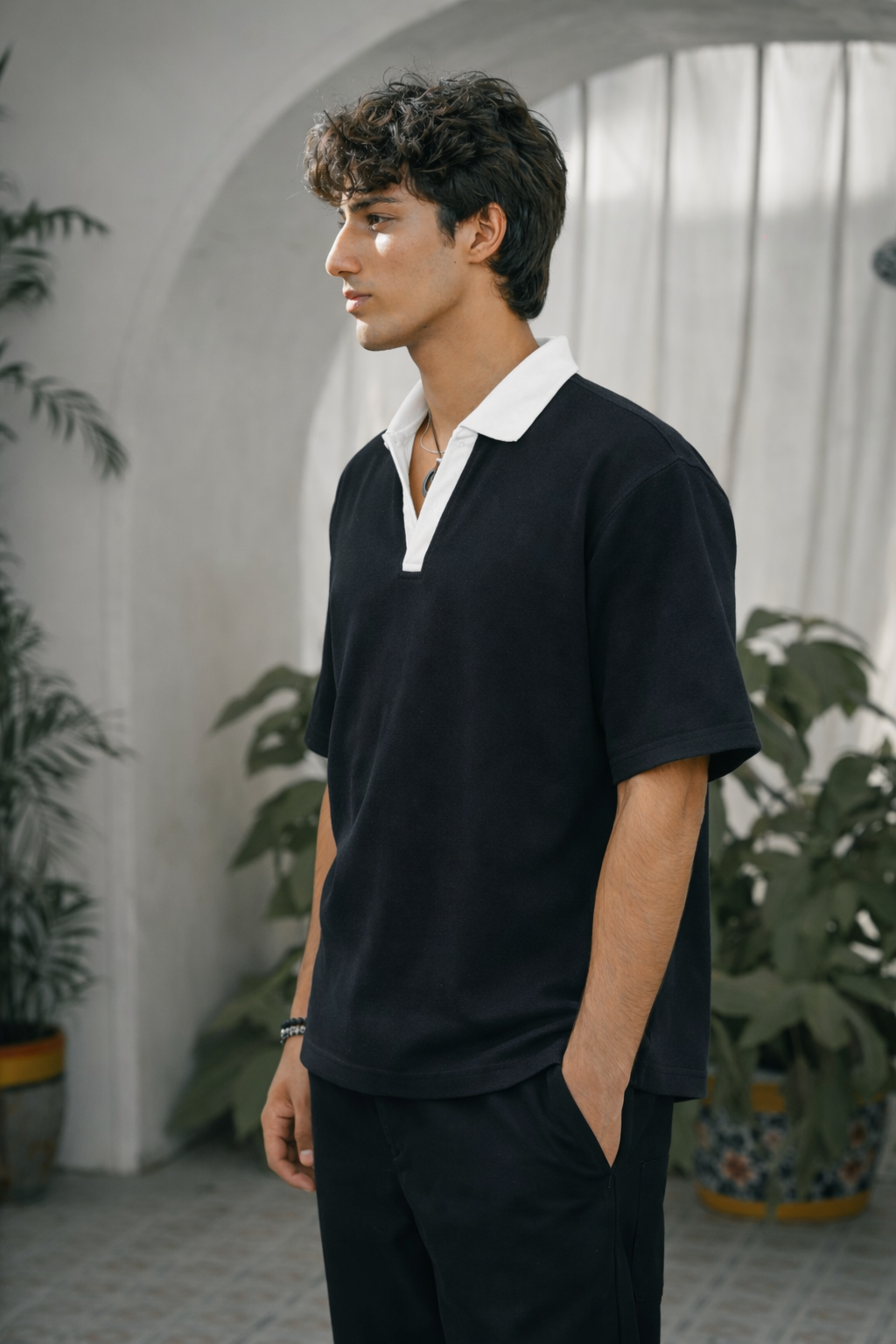 OLD MONEY BLACK POLO T-SHIRT