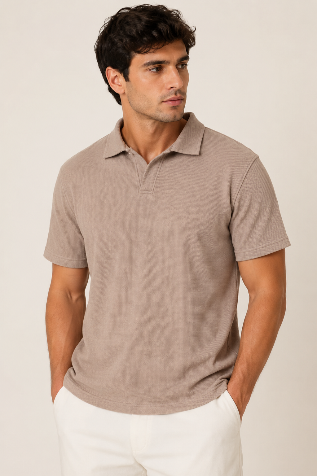 AVEROH Premium Waffle Knit Johnny Collar Polo