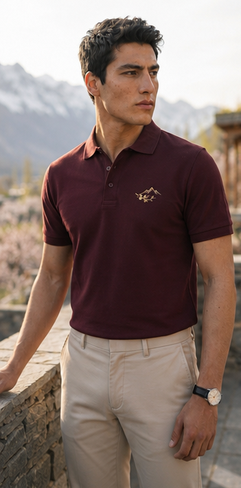 Hunza Alpine Polo Shirt – Burgundy Heritage Edition