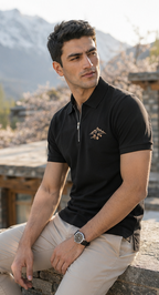 Hunza Summit Zip Polo Shirt – Black Heritage Edition