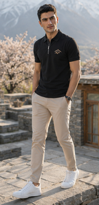 Hunza Summit Zip Polo Shirt – Black Heritage Edition