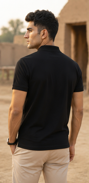 Desert Caravan Zip Polo Shirt – Black Heritage Edition