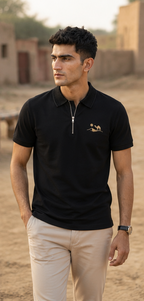 Desert Caravan Zip Polo Shirt – Black Heritage Edition