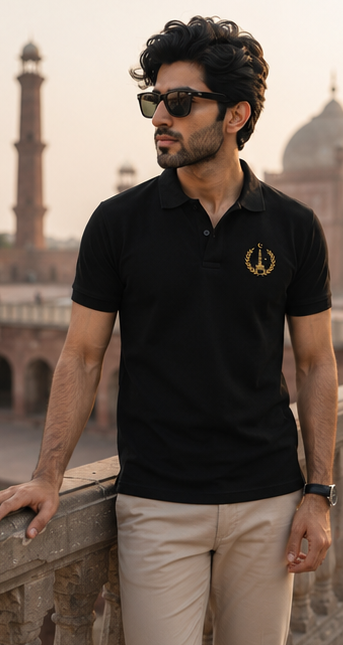 Minar Heritage Polo Shirt – Black Signature Edition