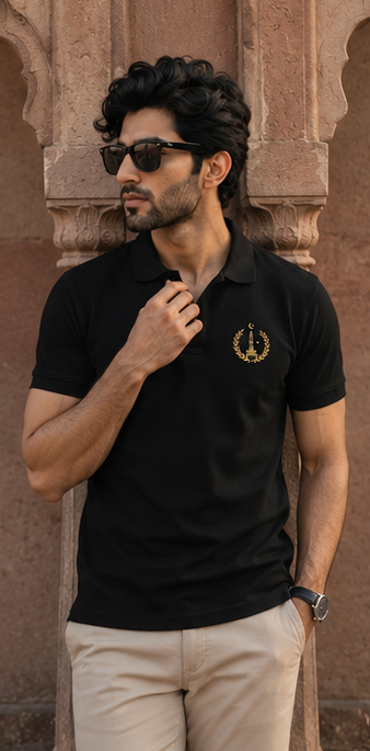 Minar Heritage Polo Shirt – Black Signature Edition