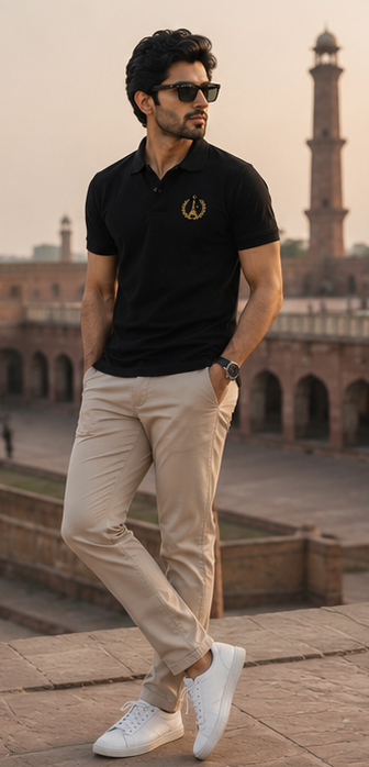 Minar Heritage Polo Shirt – Black Signature Edition