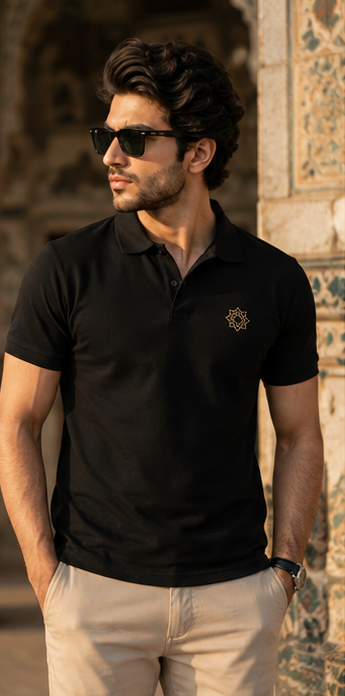 Royal Mosaic Polo Shirt – Black Heritage Edition