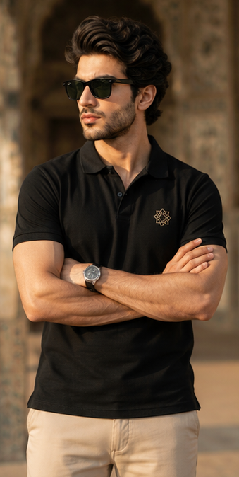 Royal Mosaic Polo Shirt – Black Heritage Edition