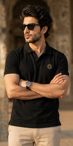 Royal Mosaic Polo Shirt – Black Heritage Edition