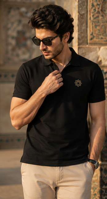 Royal Mosaic Polo Shirt – Black Heritage Edition