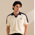 AVEROH Cream Knitted Contrast Polo