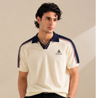 AVEROH Cream Knitted Contrast Polo