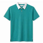 RUGBY COLLAR WAFFLE KNIT POLO SHIRT (TEAL)