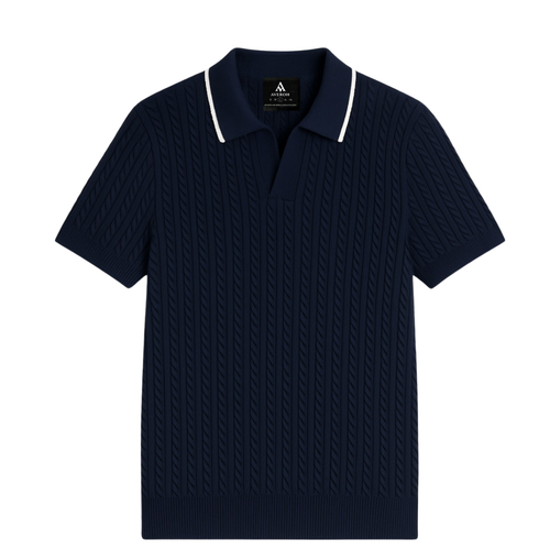 AVEROH Royal Navy Cable Knit Polo
