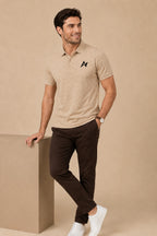 Premium Beige Zipper Polo Shirt