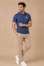 Premium Blue Zipper Polo Shirt