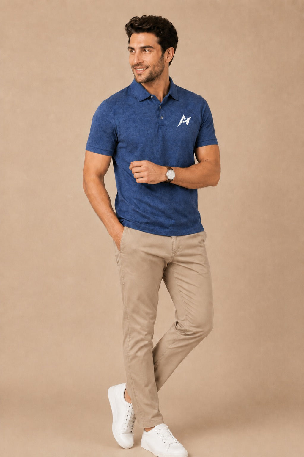 Premium Blue Zipper Polo Shirt