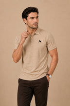 Premium Beige Zipper Polo Shirt