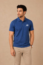Premium Blue Zipper Polo Shirt