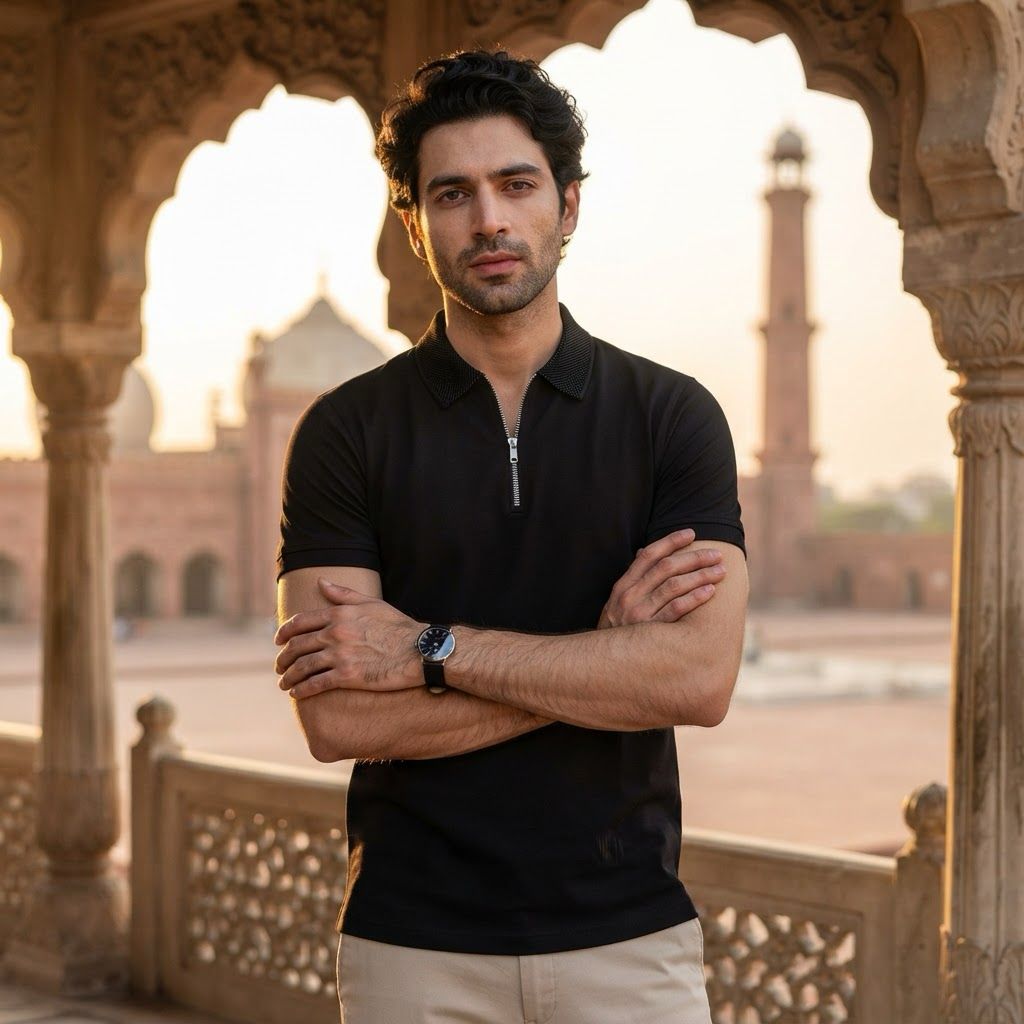 Signature Black Zip Polo Shirt.