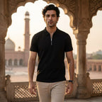 Signature Black Zip Polo Shirt.