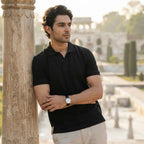 Classic Black Button Polo Shirt