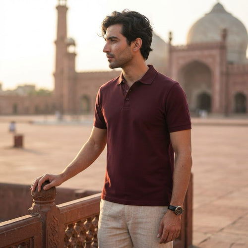 Classic Maroon Button Polo Shirt