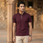 Signature Maroon Zip Polo Shirt