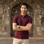 Signature Maroon Zip Polo Shirt