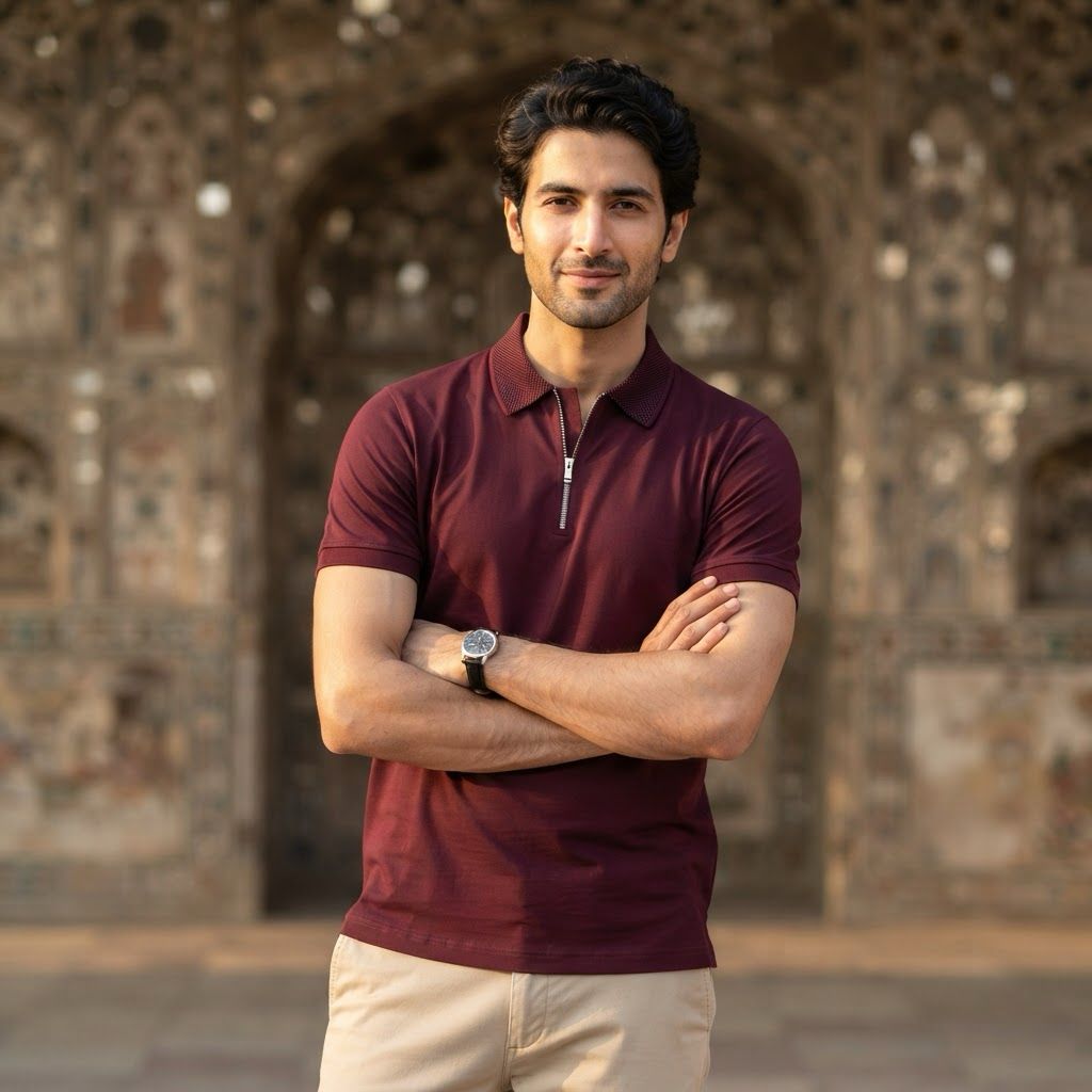 Signature Maroon Zip Polo Shirt