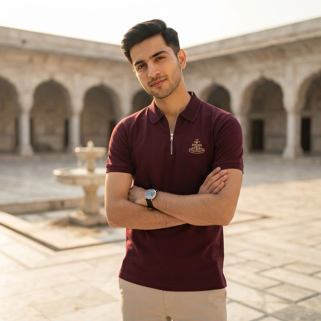 Heritage Fountain Polo Shirt – Burgundy Gold Edition