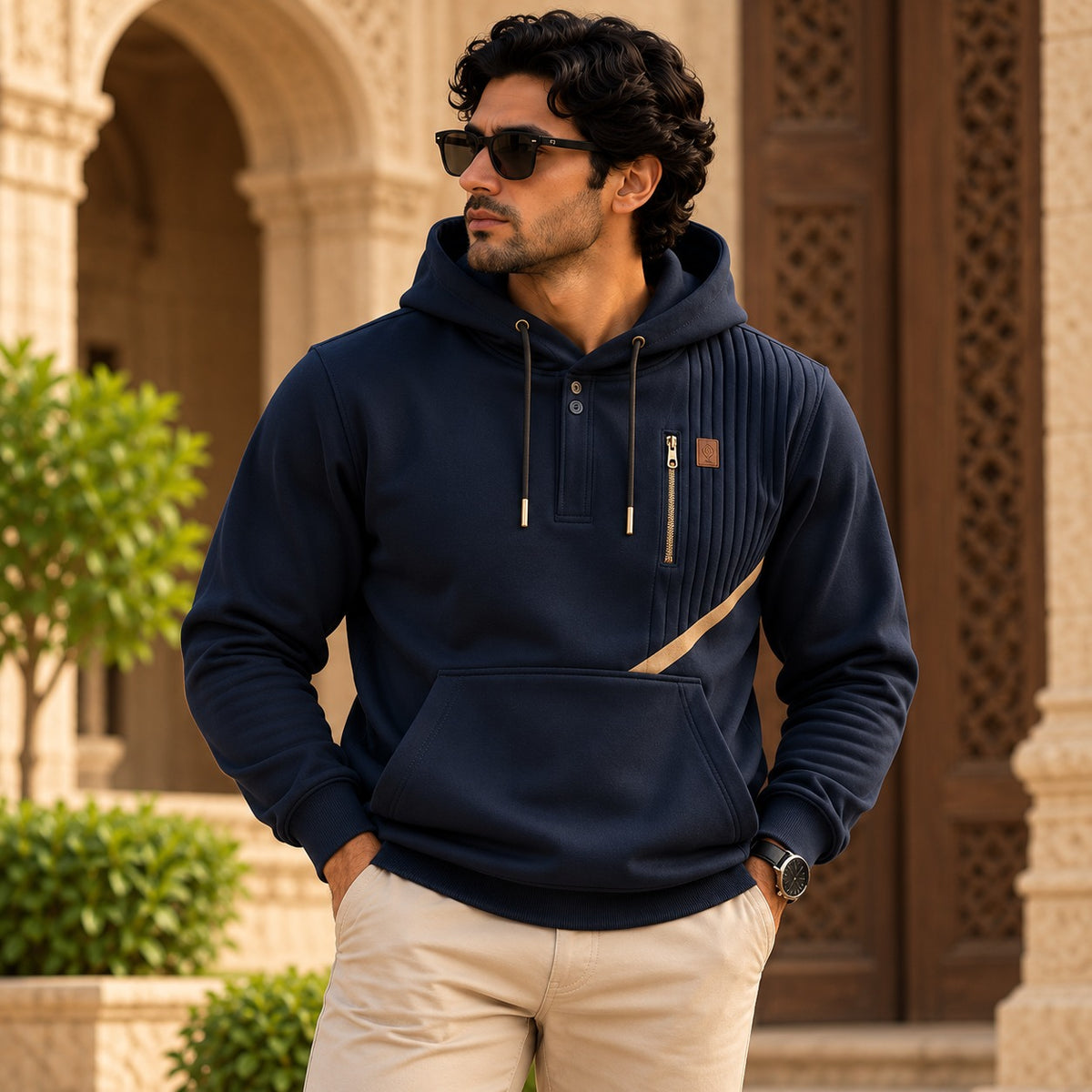 Signature Navy Button Heritage Hoodie