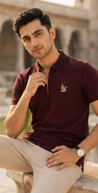 Heritage  Polo Shirt – Burgundy Gold Edition
