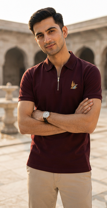 Heritage  Polo Shirt – Burgundy Gold Edition