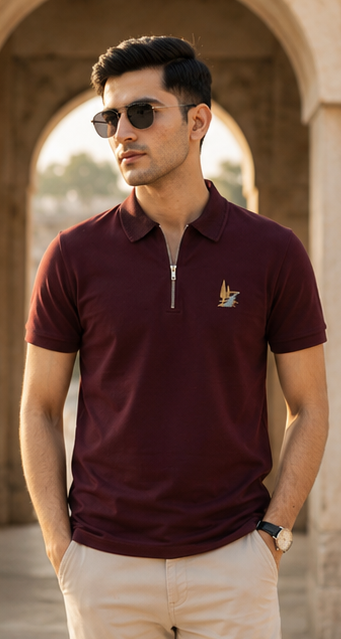 Heritage  Polo Shirt – Burgundy Gold Edition